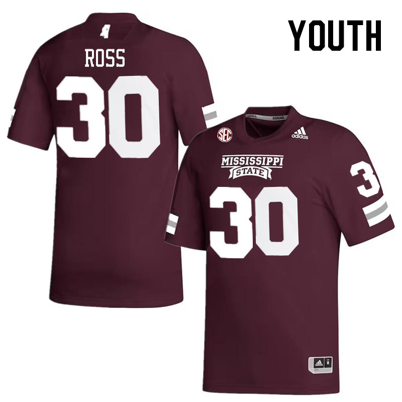 Youth #30 Marcus Ross Mississippi State Bulldogs College Football Jerseys Stitched-Maroon